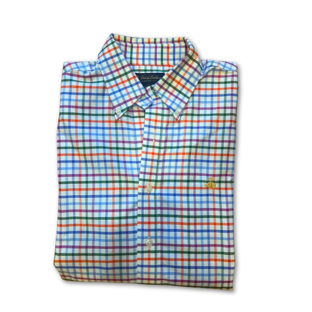 Brooks Brothers Oxford Polo Button Down Collar, Bold Check Shirt